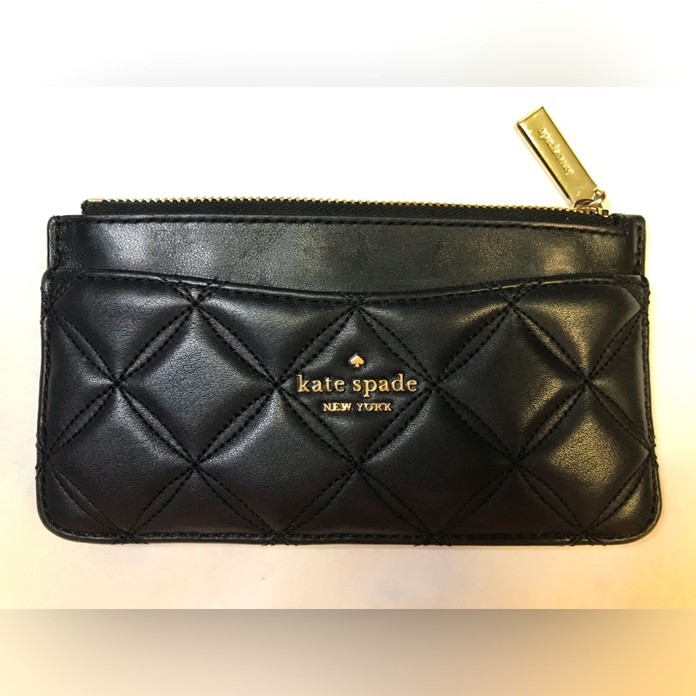 Kate Spade Black Quilted Natalia Large Slim Card Holder